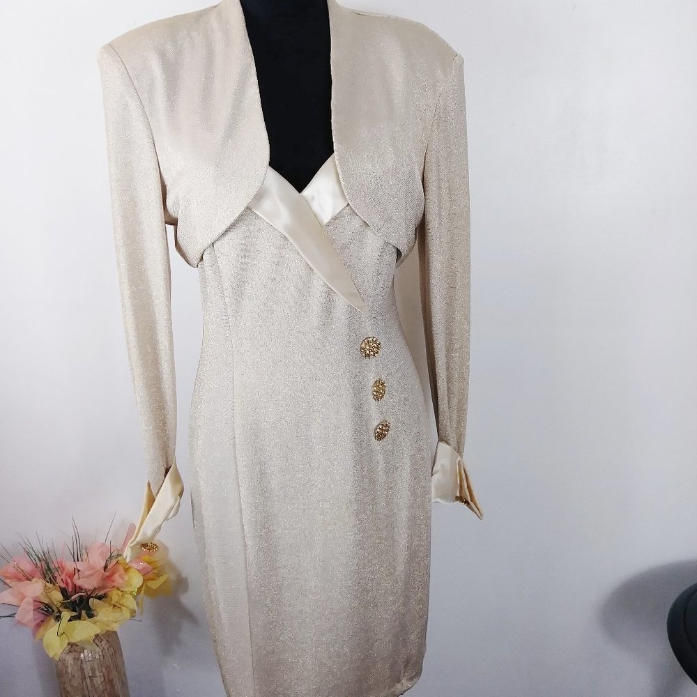 Betsy & Adam gold dress size 13-14